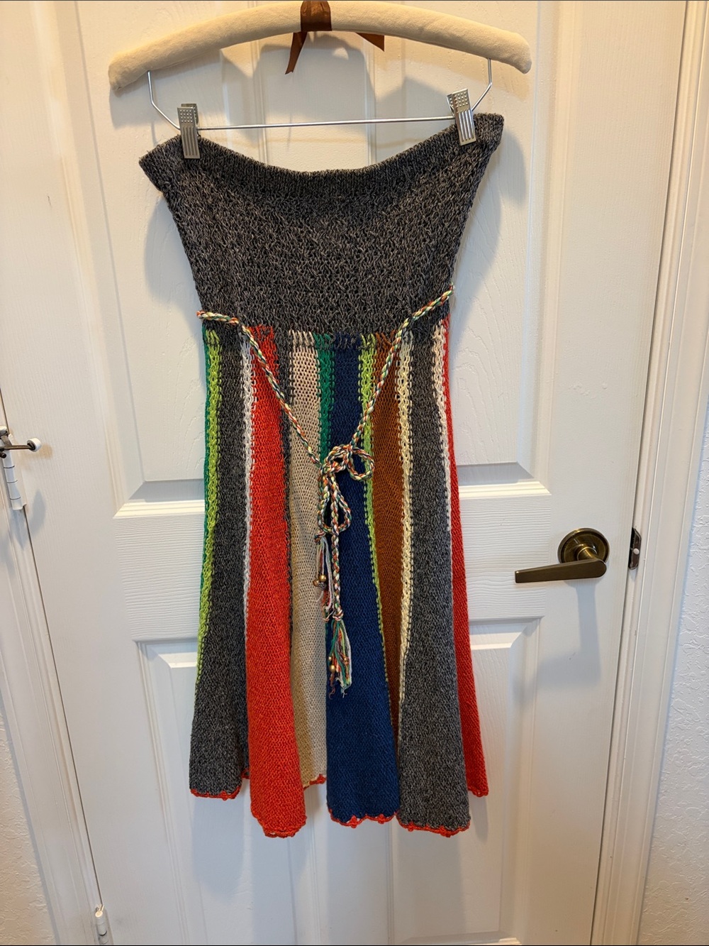 LaROK Gray Multicolor Knit Top with Bold Stripes